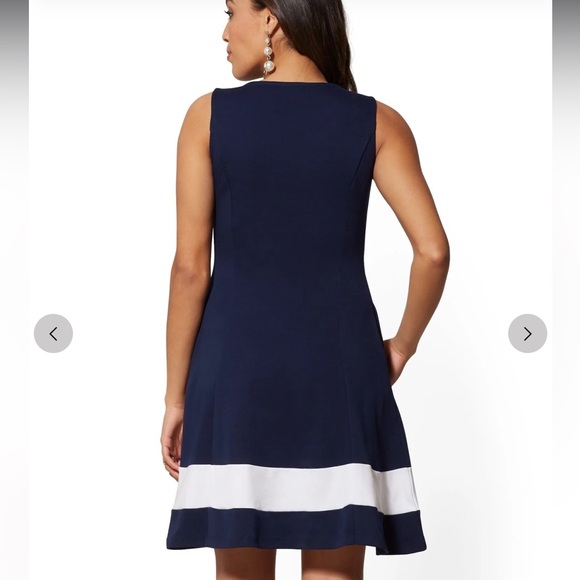 New York & Company Colorblock Fit And Flare Cotton Dress size XL NWT - Picture 2 of 9